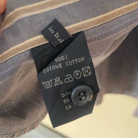 Zegna Made In Italy Dress Shirt Button Up Striped 100% Cotton - Picture 2 of 13